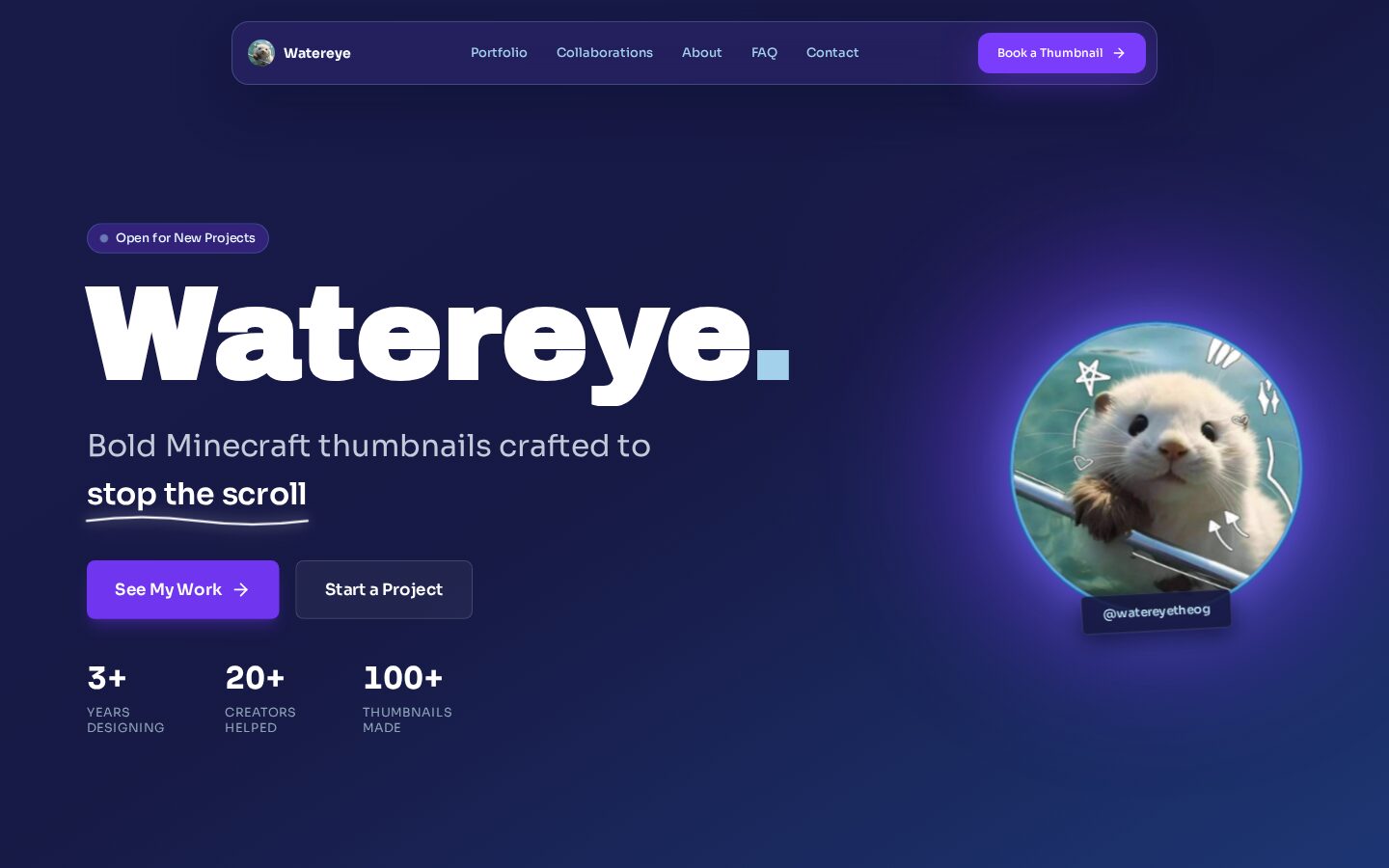 Watereye website hero section